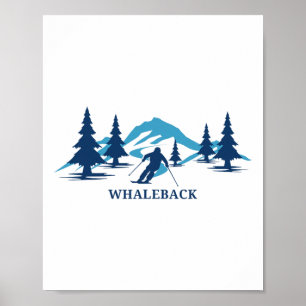 Poster Station de ski Whaleback New Hampshire Ski Skiur