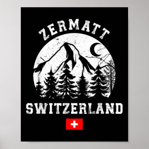 Poster Station de ski Zermatt Suisse Alpes Ski alpin