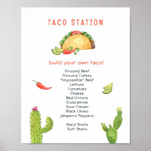 Poster Station de tacos Fête de fiançailles tacos 