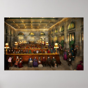 Poster Station de train - attendant au central grand 1904