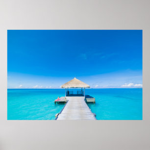 Poster Station de vacances tropicale de la plage de