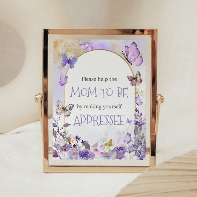 Poster Station d'enveloppe à papillon floral enchantée (Enchanted Floral Butterfly Arch Baby Shower Envelope Station Sign)