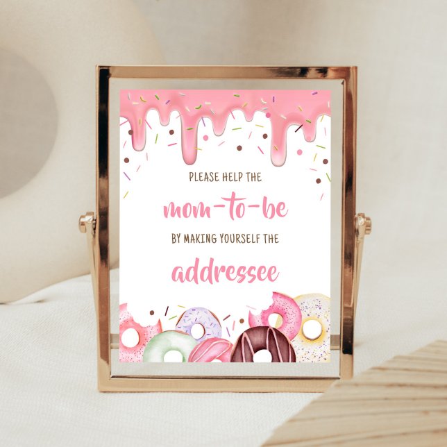 Poster Station d'enveloppe d'arrosage de Donuts et de Dia (Pink Donuts Girl Baby Shower Envelope Station Sign)