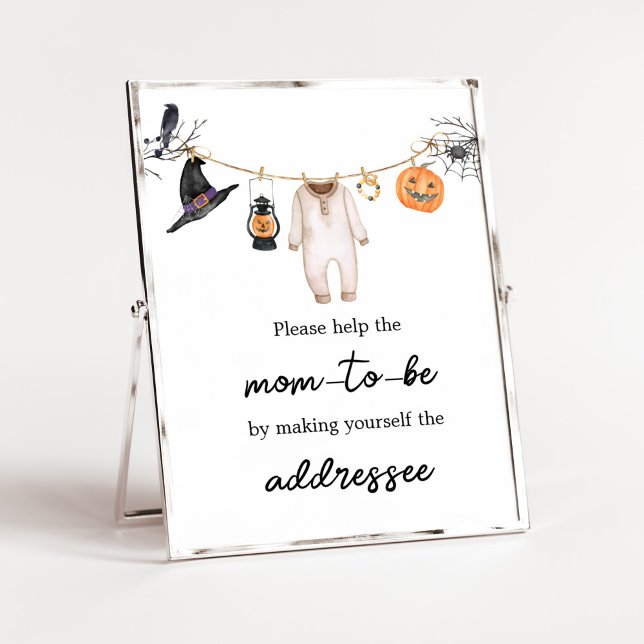Poster Station d'enveloppe de Baby shower Little Boo Hall (Halloween Baby Clothes Baby Shower Envelope Station Sign)