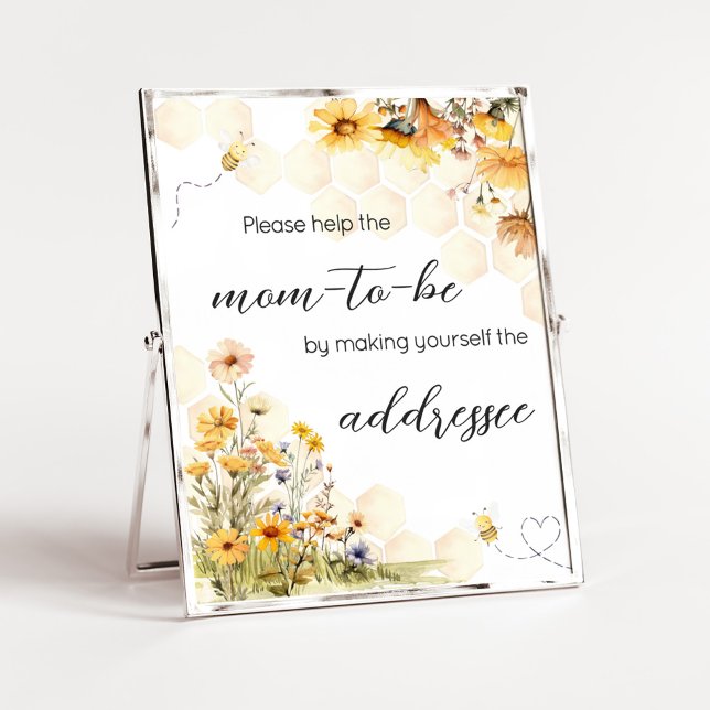 Poster Station d'enveloppe de miel de tournesol (Sunflower Little Honey Baby Shower Envelope Station Sign)