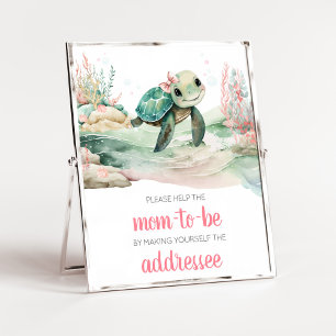 Poster Station d'enveloppe du Baby shower de tortue de me