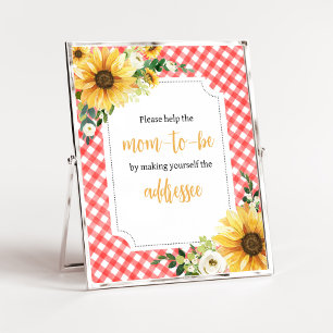 Poster Station d'enveloppe du Baby shower de tournesol Re