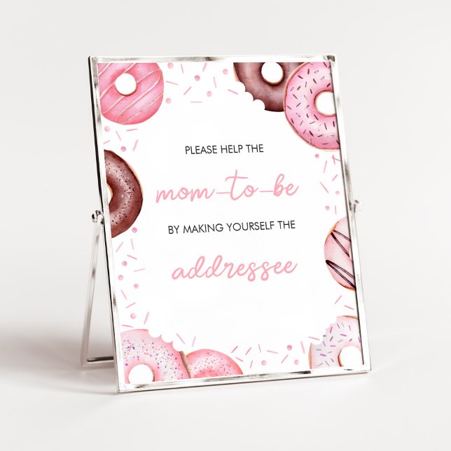 Poster Station d'enveloppes pour bébés Donuts et Diapers  (Pink Sweet Sprinkle Baby Shower Envelope Station Sign)