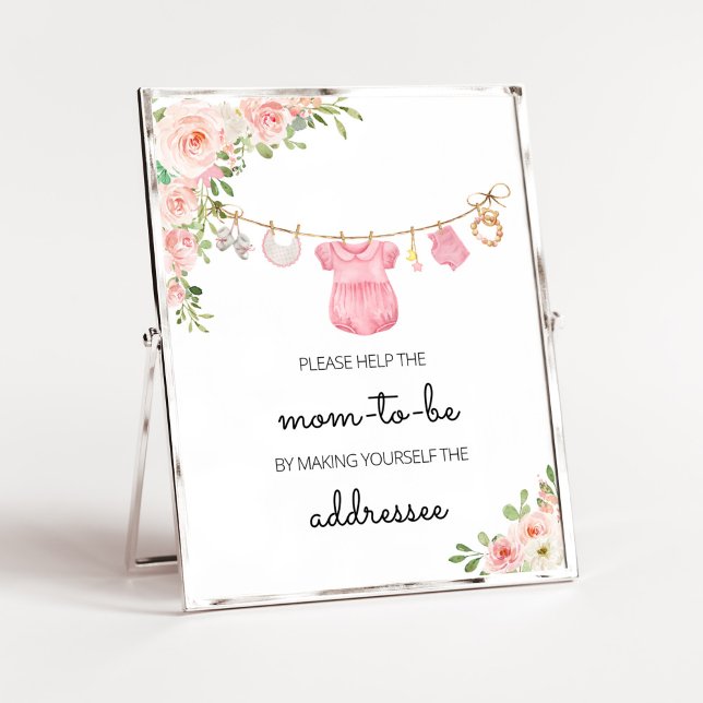 Poster Station d'enveloppes pour bébés filles douces (A Sweet Girl Baby Clothes Baby Shower Envelope Station Sign)