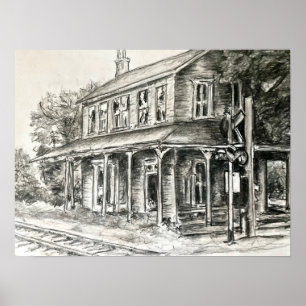 Poster "Station Dépôt de Roger dans l'Ohio" - Crayon