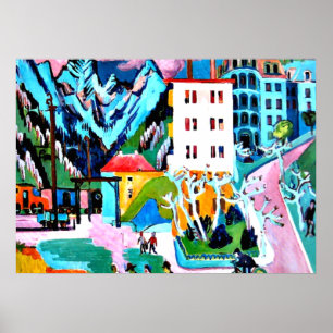 Poster Station in Davos, Ernest Ludwig Kirchner painting