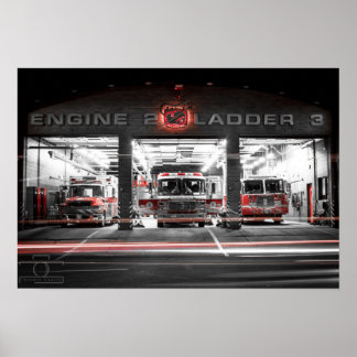 Poster Station moteur 2 de nuit - 19" x 13", (Matte)