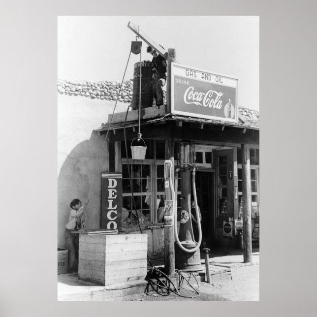 Poster Station-service antique : 1940 (Devant)
