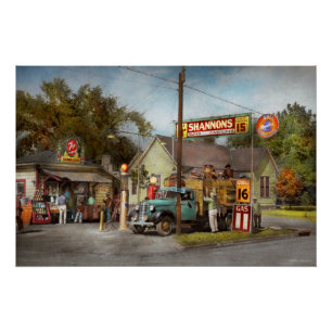 Poster Station-service - Shannon's super gasolines 1939