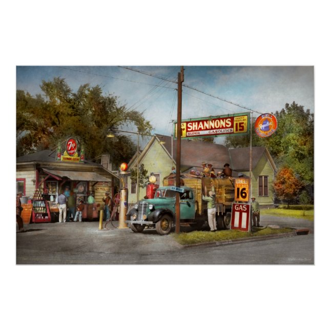 Poster Station-service - Shannon's super gasolines 1939 (Devant)