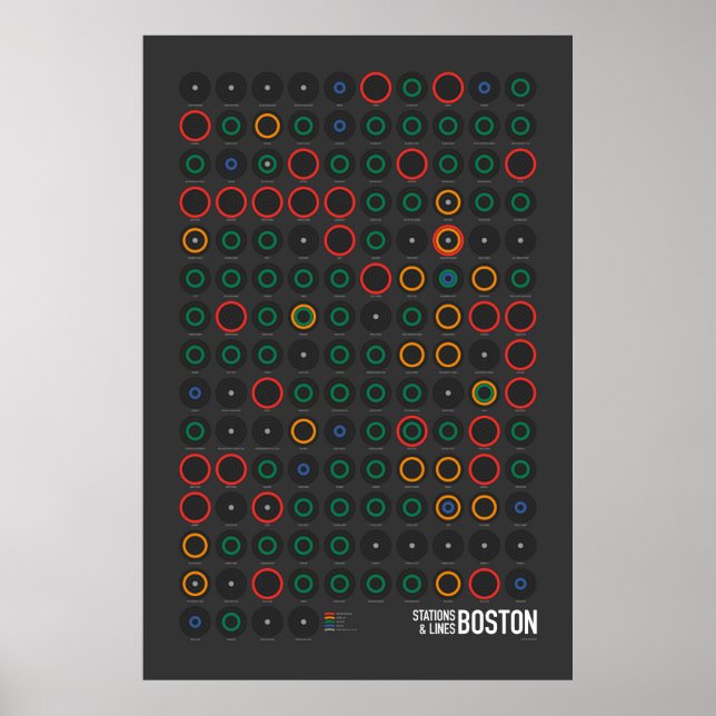 Poster Stations & Lignes : Boston (Dark) (Devant)