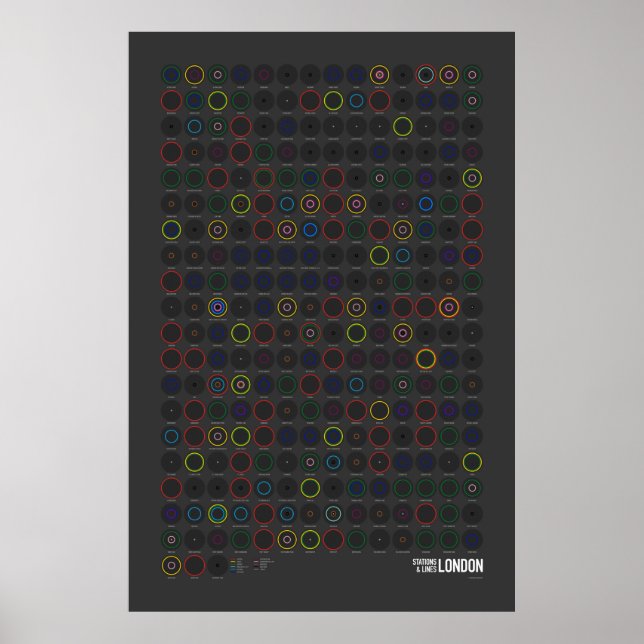 Poster Stations & Lignes : Londres (Dark) (Devant)