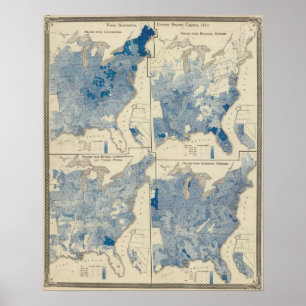 Poster Statistiques de l'état civil, recensement des État