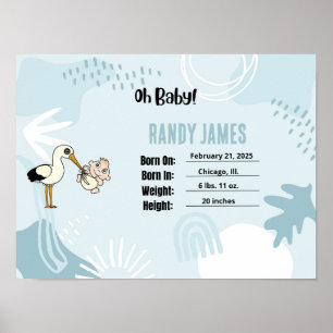 Poster Statistiques de naissance bébé Nursery Wall Art