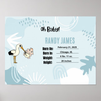 Poster Statistiques de naissance bébé Nursery Wall Art