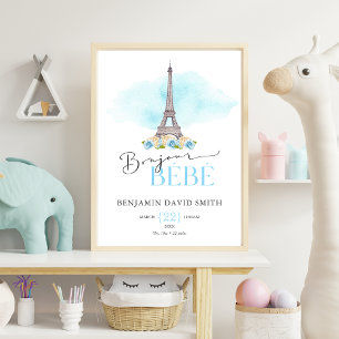 Poster Statistiques de naissance Bonjour Bébé Garçon Nurs