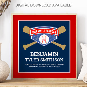 Poster Statistiques de naissance de bébé joueur de baseba