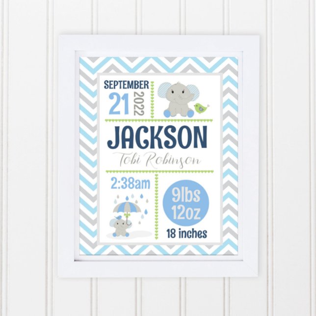 Poster Statistiques de naissance de garçon de maternelle  (Créateur téléchargé)