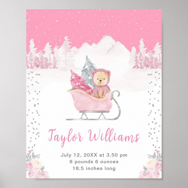 Poster Statistiques de naissance de l'ours rose d'hiver (Devant)