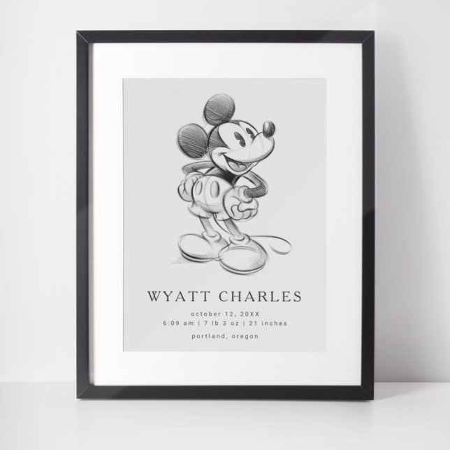 Poster Statistiques de naissance de Mickey classique (Créateur téléchargé)
