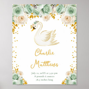 Poster Statistiques de naissance des Roses Vert Sauge et 