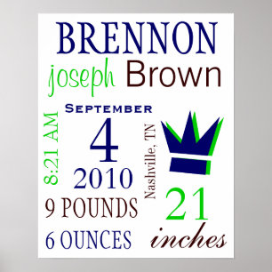 Poster Statistiques de naissance du garçon