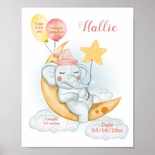 Poster Statistiques de naissance d'un éléphant bébé migno