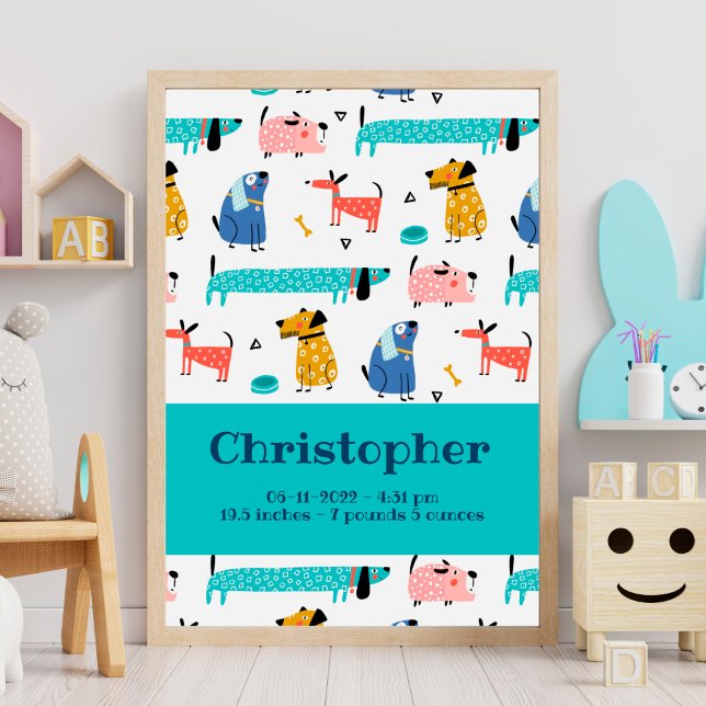 Poster Statistiques de naissance Imprimer Chiens amusants (Créateur téléchargé)