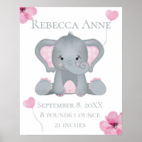 Statistiques de naissance personnalisées Éléphant 