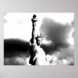 Poster Statue blanche noire de la Liberté New York