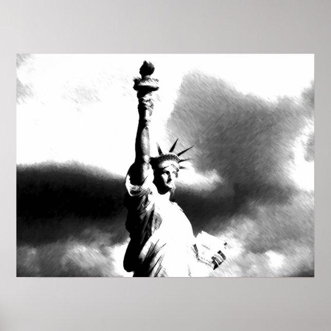 Poster Statue blanche noire de la Liberté New York (Devant)