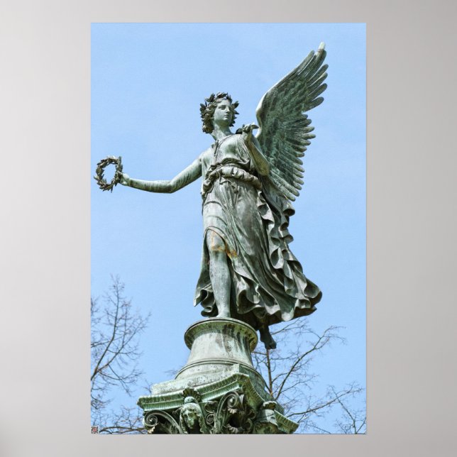 Poster Statue d'Ange dans le jardin du Palais de Charlott (Devant)