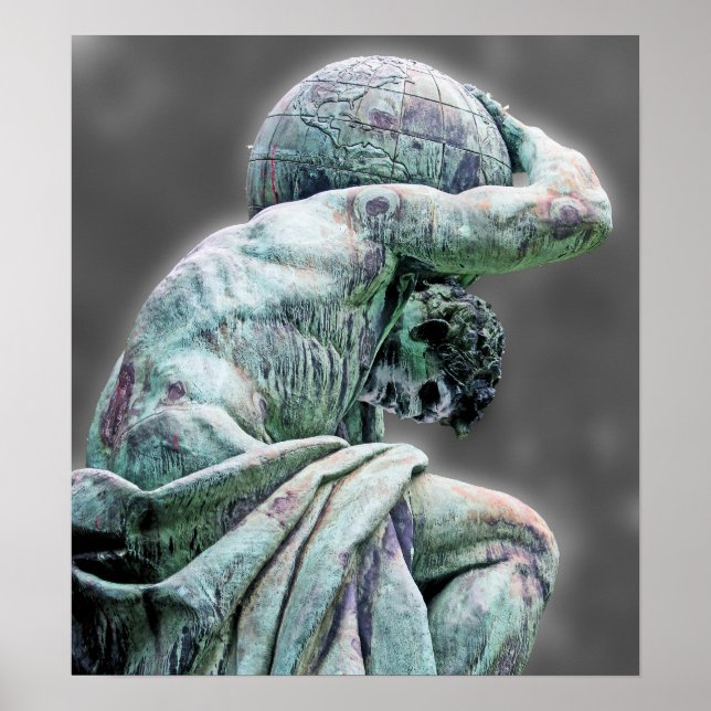 Poster Statue de Bismarck, Berlin, Atlas du Dieu grec, Ba (Devant)