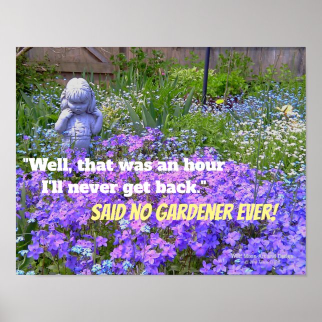 Poster Statue de fille bleu violet phlox oublier-moi pas  (Devant)