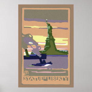 Poster Statue de la Liberté à New York, Voyage Vintage