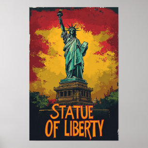Poster Statue de la Liberté Art Vintage Illustration Voya