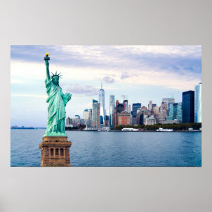 Poster Statue de la Liberté avec le World Trade Center