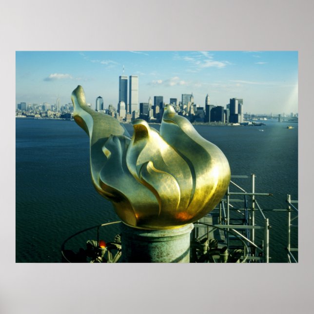 Poster Statue de la Liberté de la flamme et de Manhattan  (Devant)
