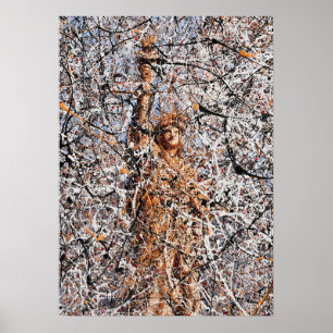 Poster Statue de la Liberté Drip Art Expressionniste Abst