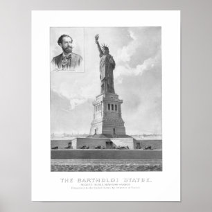 Poster Statue de la Liberté et Portrait de Bartholdi