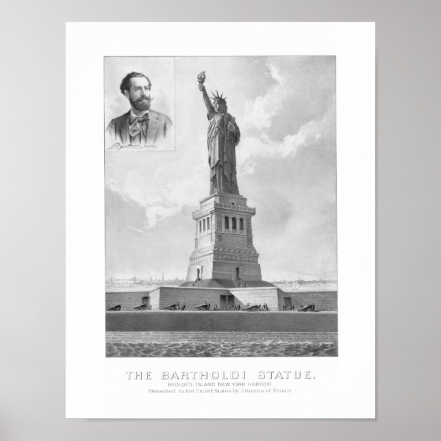 Poster Statue de la Liberté et Portrait de Bartholdi (Devant)
