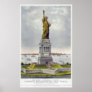 Poster Statue de la Liberté Lithographie historique (1886