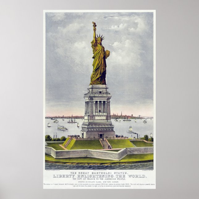Poster Statue de la Liberté Lithographie historique (1886 (Devant)