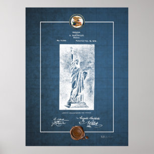 Poster Statue de la Liberté Modèle de brevet Vintage