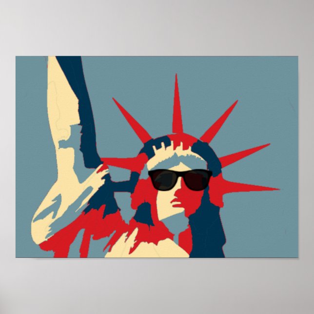 Poster Statue de la Liberté portant des lunettes de solei (Devant)